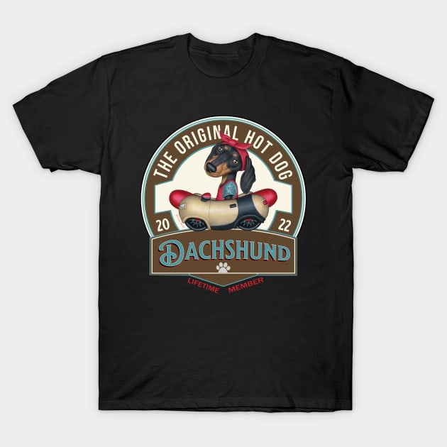 Piper Dachshund Original Hot Dog T-Shirt by Danny Gordon Art